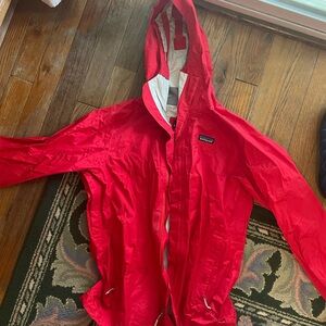 Patagonia Red Hooded Rain Jacket